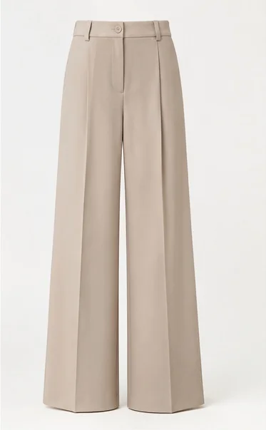 Wide Leg Trousers – Frontansicht (Beige)