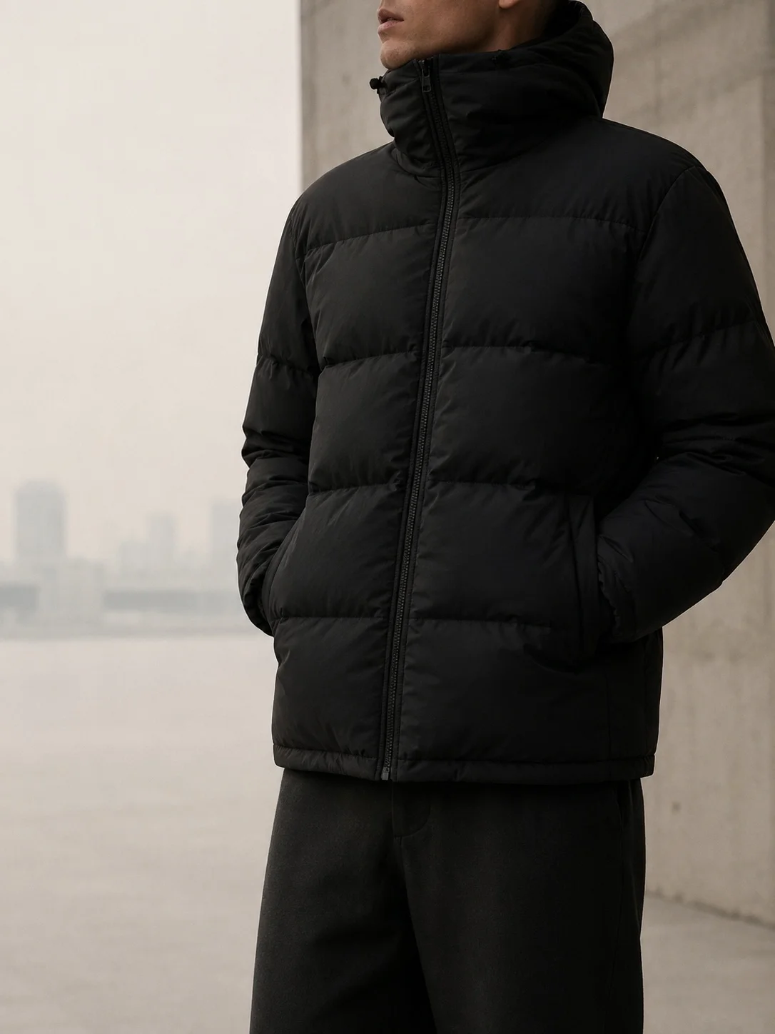Jacken – schwarze wattierte Steppjacke